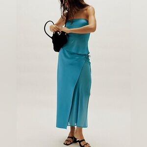 NWT Ownley Free People Ricky Maxi Skirt Set in Dark Blue